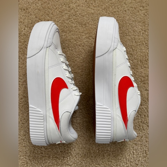 NWT Nike Court Legacy Lift Women's 11 White Orange Swoosh Platform Low Tops - Picture 6 of 9